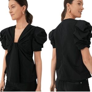 New TUCKERNUCK Hyacinth House Womens XL Black Aubrey Blouse Puff Sleeve